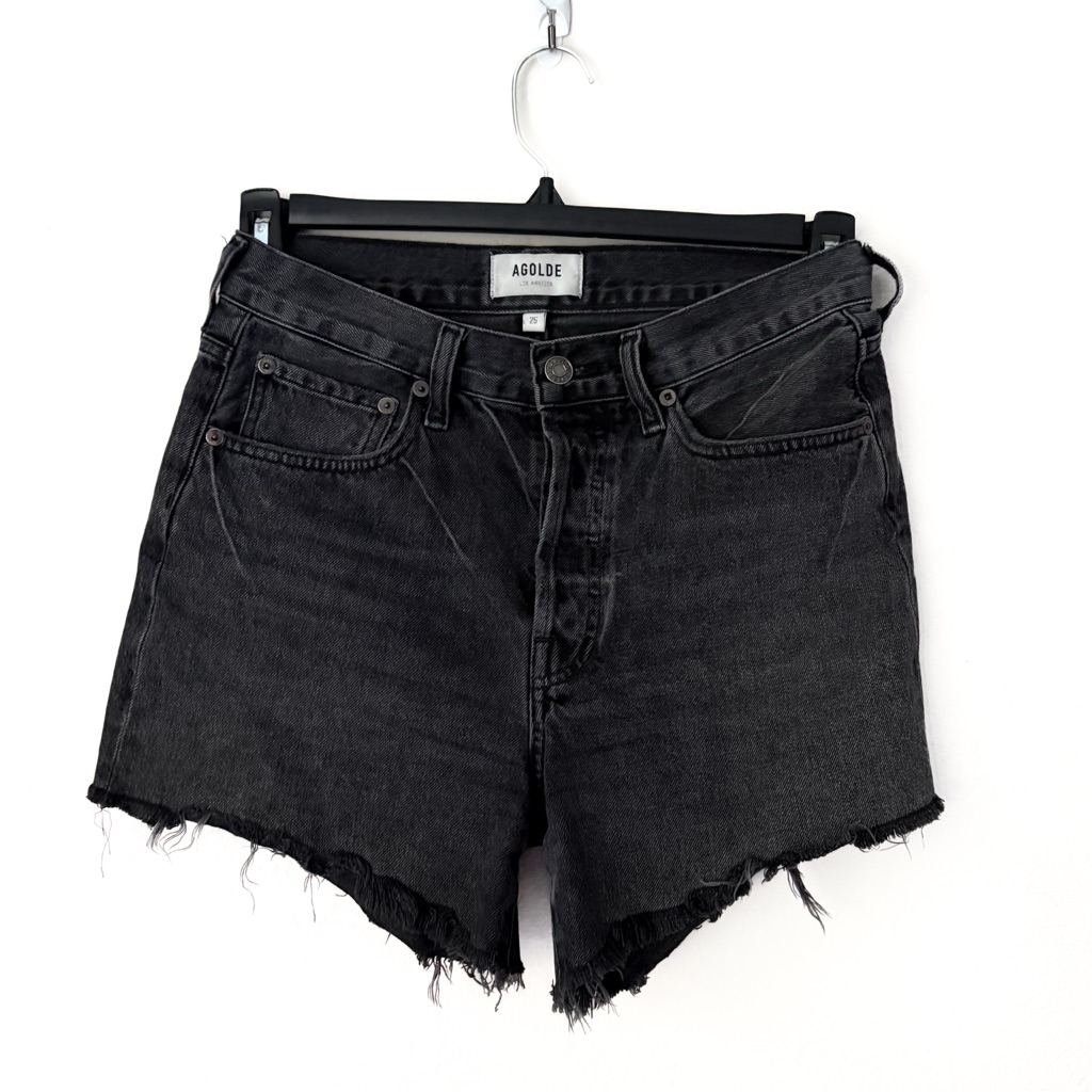 Agolde Women's Dark Gray Jean Shorts Parker 100% Cotton Size 25